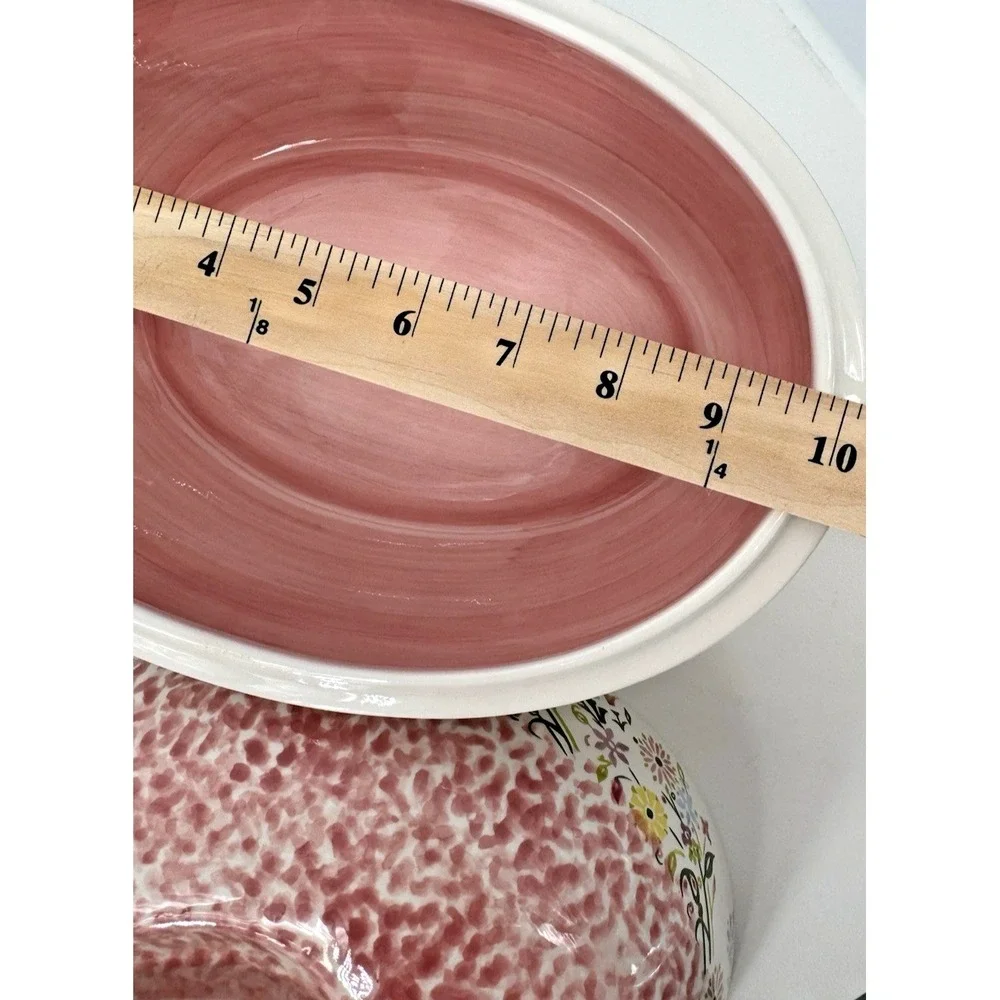 Temptations Presentable Ovenware Covered Casserole Dish Floral‎ Pink